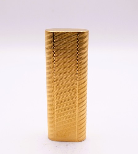 Cartier Vintage Oval WORKING Lighter Gold Plated Diagonal Striped Pattern w/Box - Picture 11 of 19