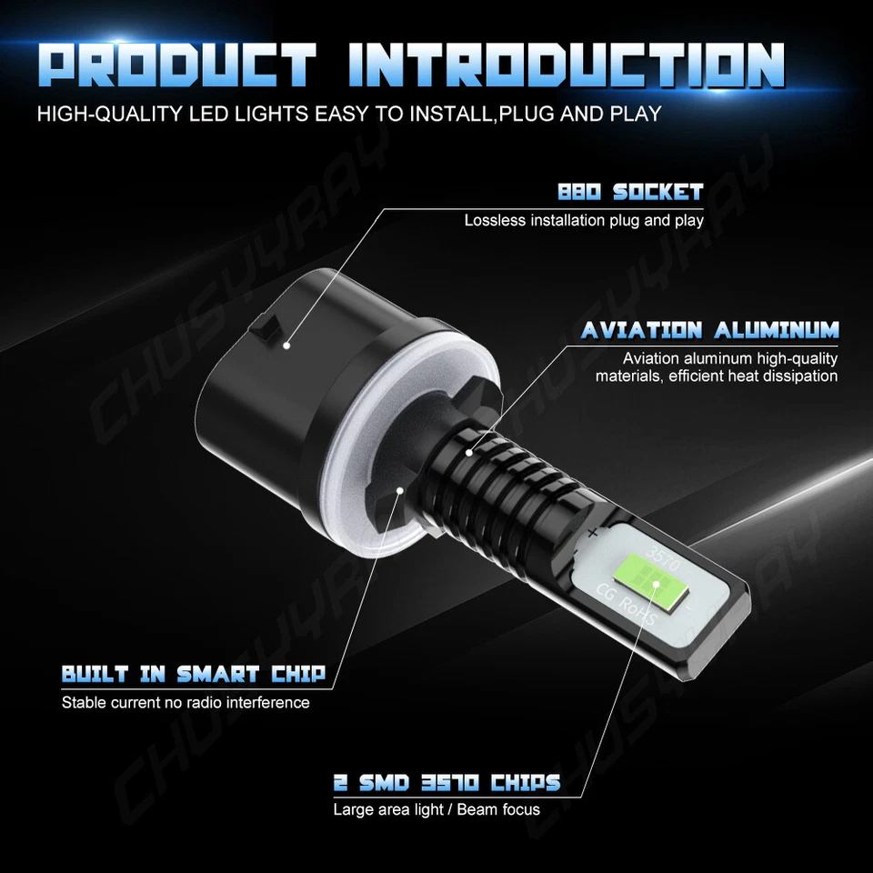 Kit combinado de bombillas luces altas bajas 100W LED para Arctic Cat M1000 2007-2011 Foto 2 de 4