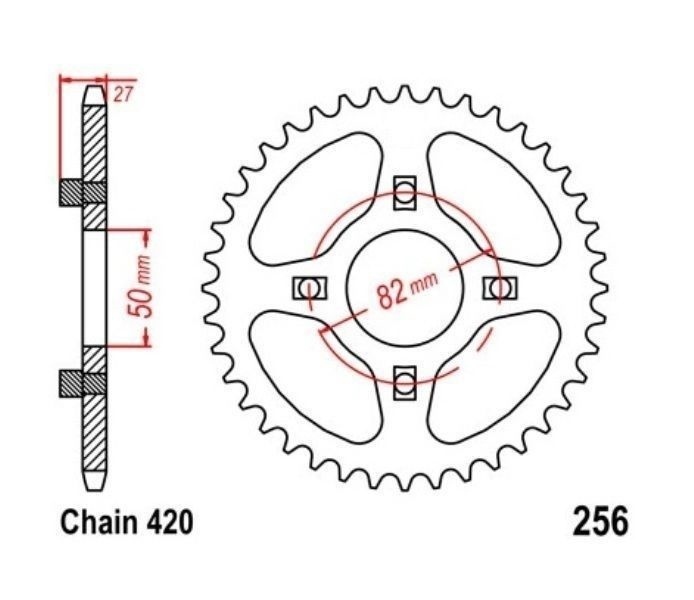 Couronne 43 Dents Pas 420 pour Moto Honda XL 50 de 1977 à 1985 en Acier Renforcé