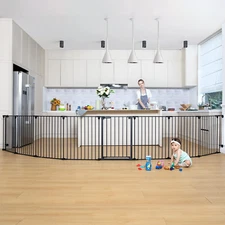 198" Baby Gate Extra Wide, Dog Gate Pet Gate for House Stairs Doorways Fireplace