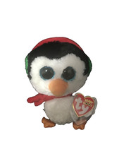 Ty Beanie Boos 6" NORTH the PENGUIN Christmas Blue Sparkly Eyes Plush Boo 2014