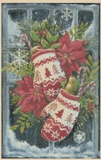 Christmas Window and Gloves Scene Counted Cross Stitch CHART No. 4-500