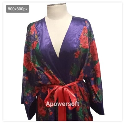 Victoria's Secret Vintage Robe Kimono Gold Label Floral Purple Womens Size Small