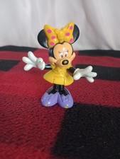 MINNIE MOUSE FIGURE FIGURINE 3" Yello DRESS HAIR BOW SHOES  Poke A Dot WAVING