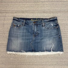 Y2K Abercrombie  Fitch Medium Wash Coquette Denim Mini Skirt 6