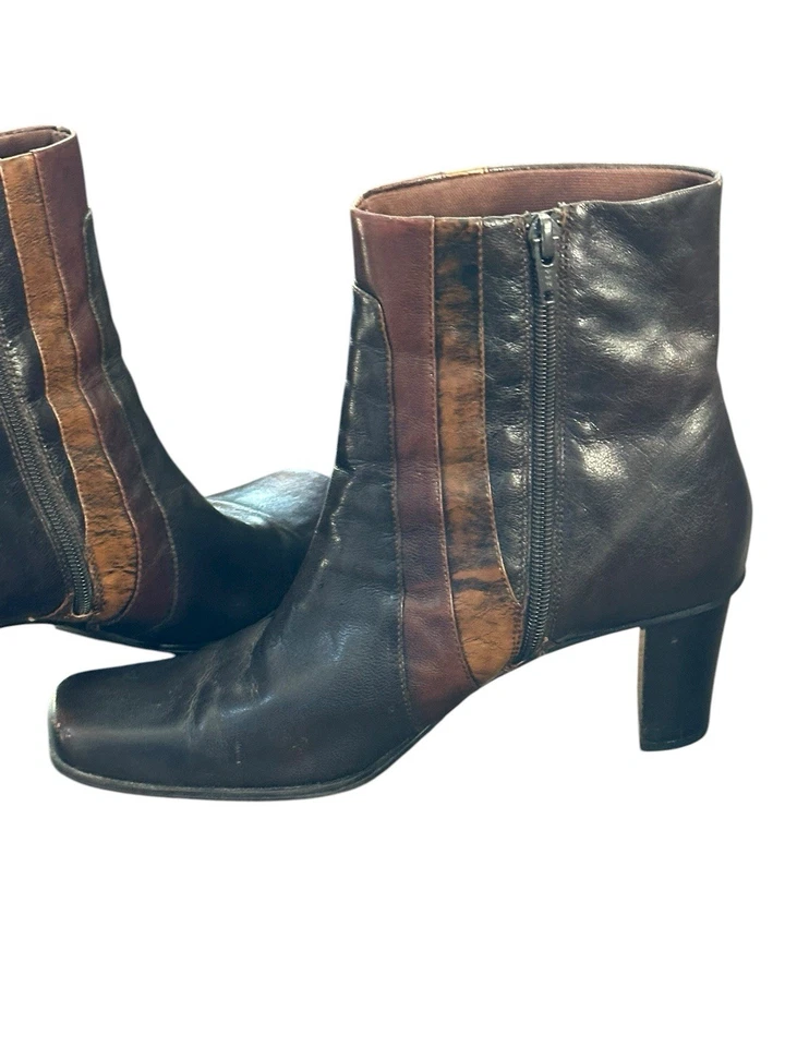 Vtg Liz Claiborne Flex Trinity Brown Leather Ankle Boots Women Sz 8M Booties Y2K - Image 3 of 4