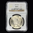 1923 $1 MS65 NGC Peace Silver Dollar - Nice Coin