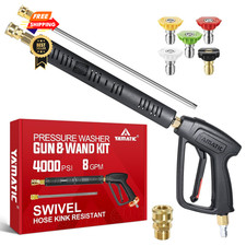 YAMATIC Pressure Washer Gun Wand with Swivel 3/8" Plug & M22 Long Gun, Black