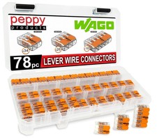 Compact Splicing Wire Connector Assortment - 78pc Lever Nuts with Case, 221-412,