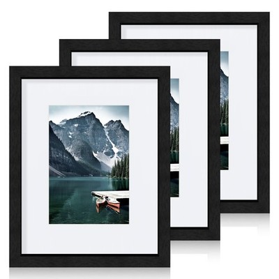 8x10 Black Picture Frames set of 3, Made of Wooden and Glass Photo frame - Di...