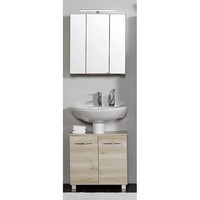Badezimmer Set Buche 60Cm Waschbeckenschrank & Spiegelschrank BadmöBel GäSte Wc