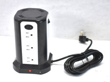Tower Power Strip Flat Plug Surge Protector 12 Outlets 4 USB A 1 USB C