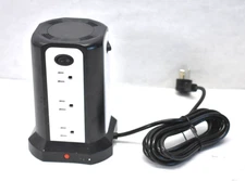 Tower Power Strip Flat Plug Surge Protector 12 Outlets 4 USB A 1 USB C