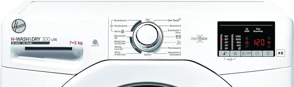 Hoover Waschtrockner 7 kg Waschen 5 kg Trocknen 1400 Umin Waschmaschine Trockner - Bild 4 von 4