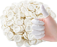 Approx. 420 Pcs Medium Latex Finger Cots   Disposable White Fingertip Protectors