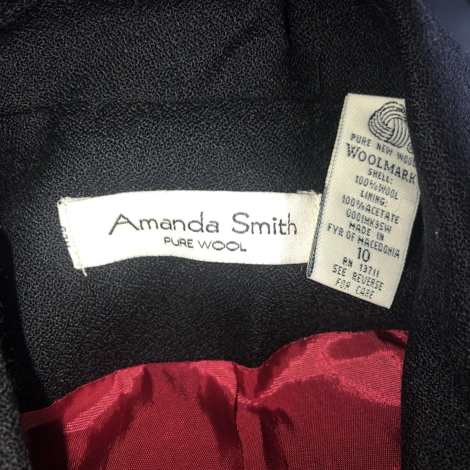 Blazer y pantalón traje de lana pura Amanda Smith talla Chaqueta 10 Negra De Colección Cuatro Botones Foto 2 de 4