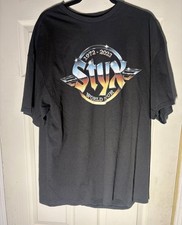 STYX World Tour T- Shirt Black Mens Size XL Tee Band EST. 1972 Y2K Concert