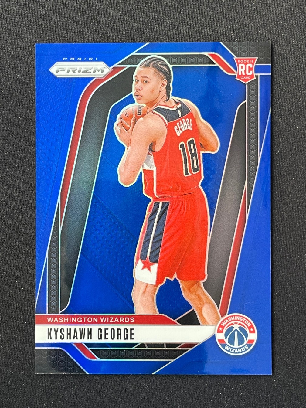 Kyshawn George 2024-25 Panini Prizm Blue Prizm 097/199 RC #257