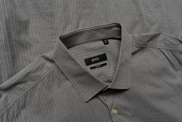Men Hugo Boss Shirt Grey Cotton 40 /L / 48