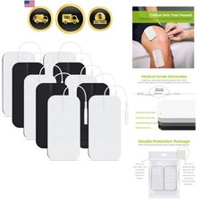 TENS Unit Electrode Pads 2"x4" 10 Pcs, Latex-Free Reusable Gel Replacement P...