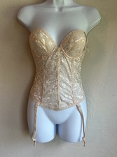 Vintage 70s 80s Carnival Corset Bustier NWT 34C Garters Boned Union Made USA