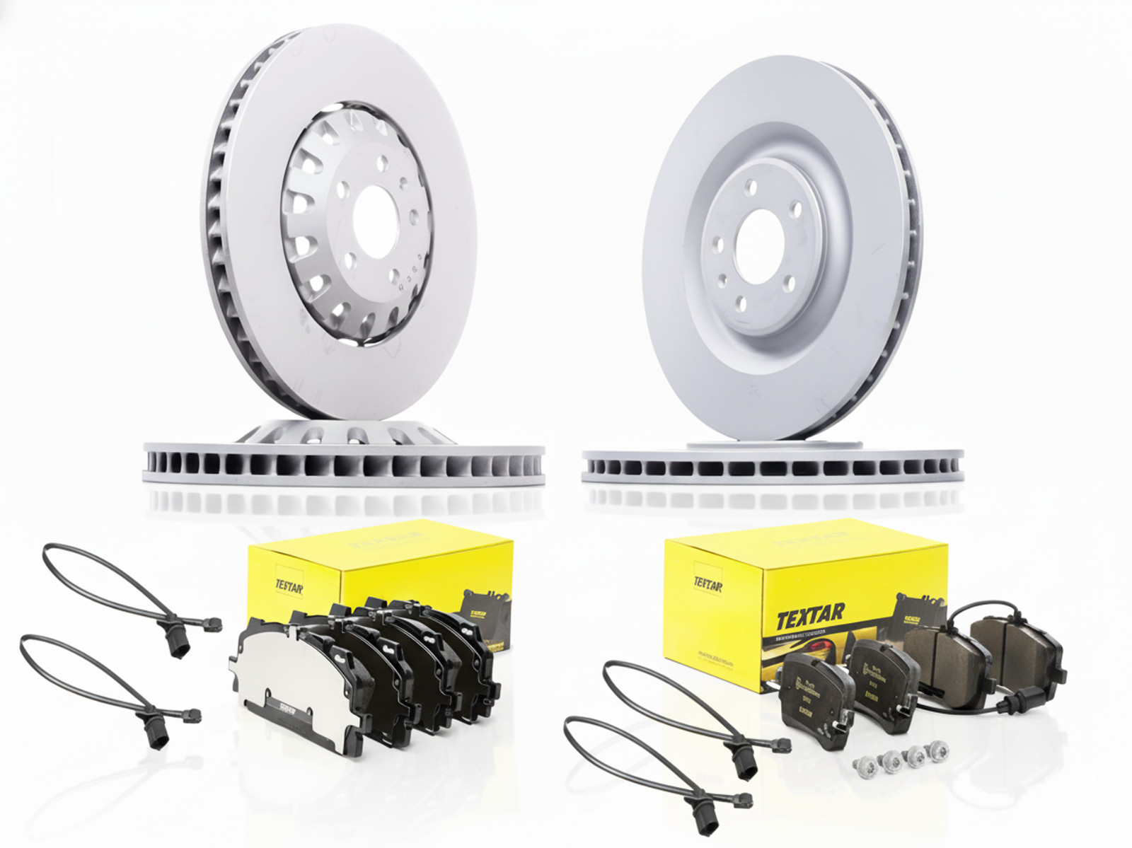 FRONT REAR COATED BRAKE DISCS TEXTAR PADS SENSOR 375mm350mm FOR AUDI Q7 15-