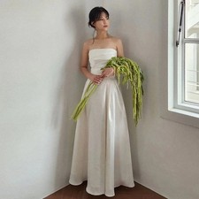 Simple Wedding Dresses Elegant Strapless Bridal Gown Floor-Length Bride Gowns