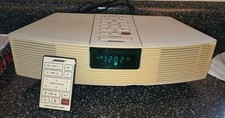 Bose Wave Radio AWR1-1W System Beige AM FM Alarm Clock AUX Tested Works W/Remote