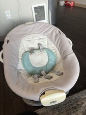 Graco Infant Portable Baby Bouncer Vibration Gray White Light Blue