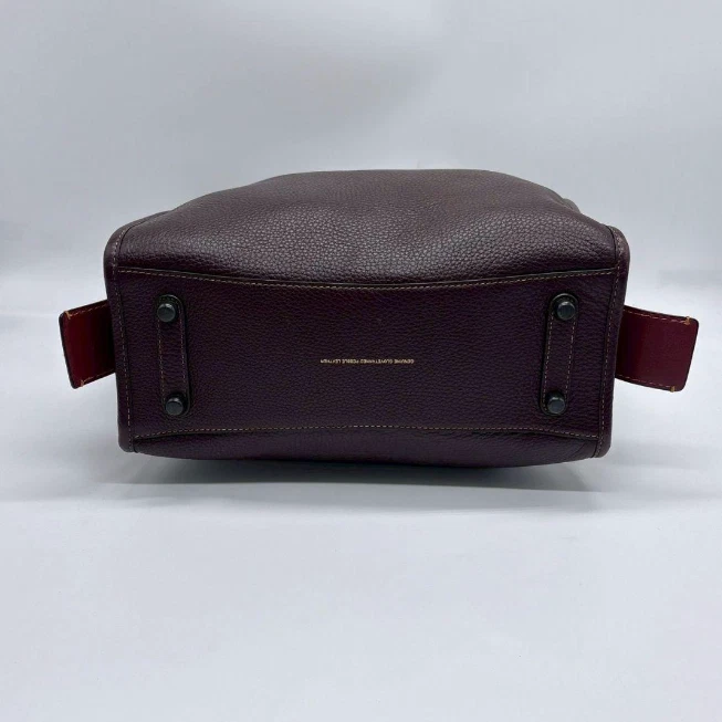 Сумка наплечная Coach Rogue коричневая шагреневая кожа двусторонняя с украшенной ручкой отличное состояние - Изображение 3 из 4