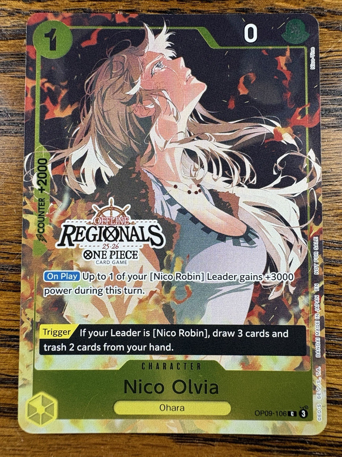 Nico Olvia OP09-106 Offline Regional Participant One Piece Promo Card