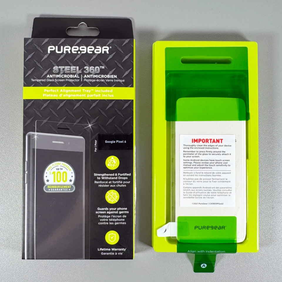 Pure Gear Screen Protectors for Google Pixel 6 - 2 Pack Steel 360 with Tray - Image 2 of 4