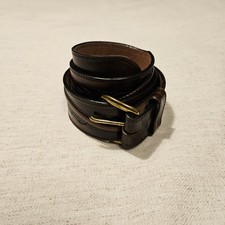 Larry Mahan Western Leather Belt Brown Tooled Inlay USA Leegin Size 30