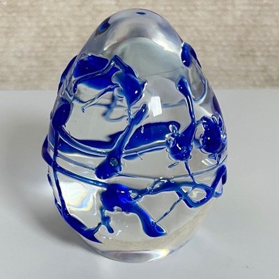 Artisan Glass Blue Paint Drizzle Heavy paper weight 3''
