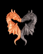 Bonded by Fire Dragon Pendant Necklace 3D Printed Fantasy Dragon Jewelry
