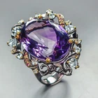 Jewelry Unique 38 ct Natural Amethyst Ring 925 Sterling Silver Size 7.5 /R456798