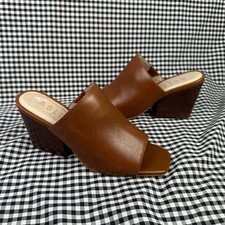 ABLE Rojas Sandal Warm Brown Leather Open Square Toe Block Heel Women's 6