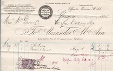 Alexander McAra Logo Morrison Street Glasgow 1895 Cement Etc Stamp Invoice 40967