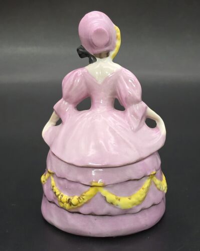 Antique Porcelain Victorian Lady Figurine Powder Box from Germany circa 1940s - Picture 3 of 9