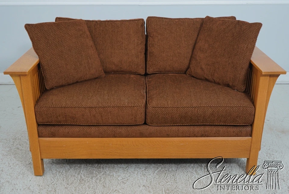 67667: STICKLEY Mission Oak Upholstered Loveseat Sofa - Image 2 of 4