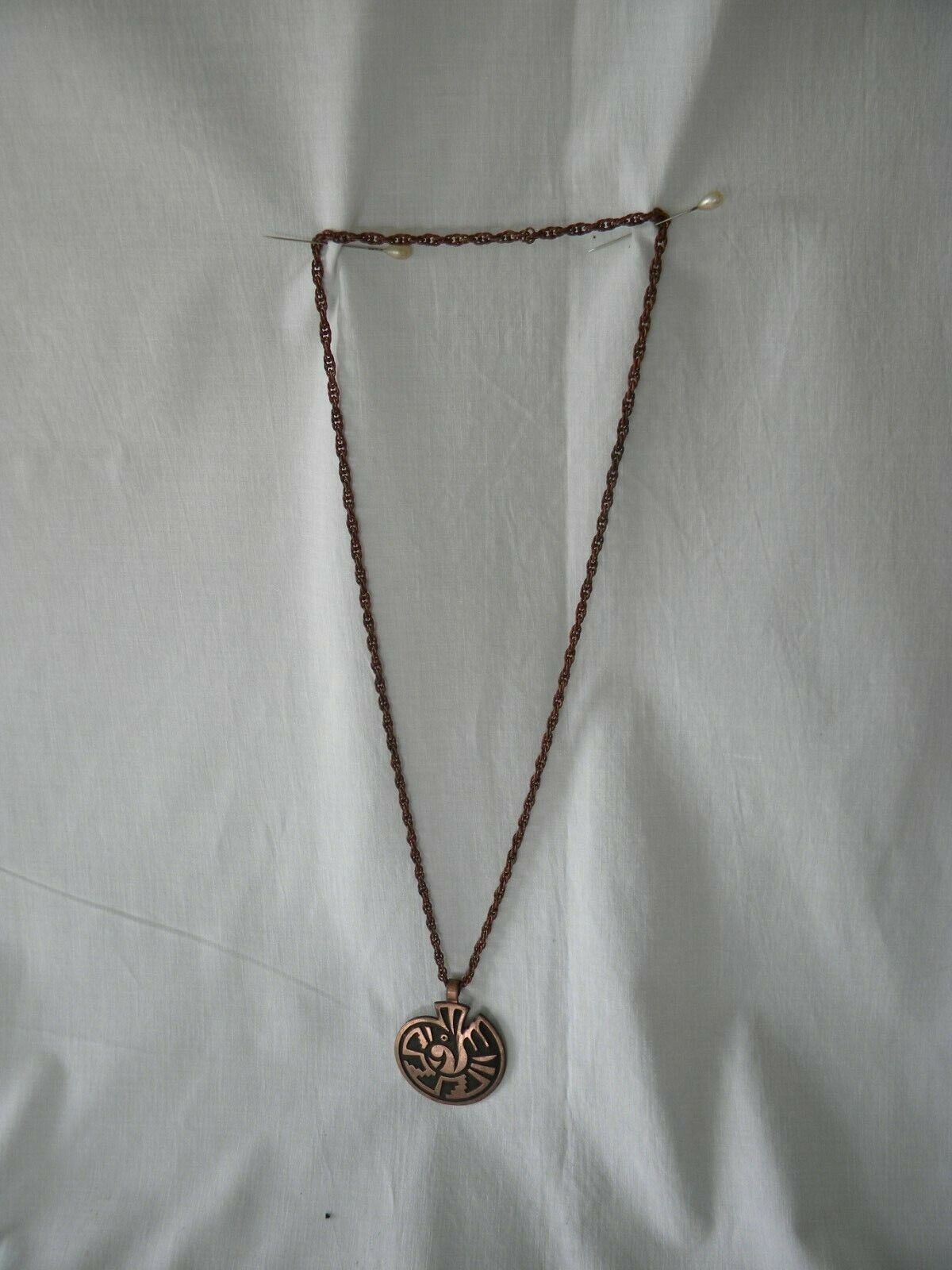 vintage southwestern solid copper pendant necklac… - image 2