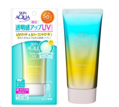 Rohto Skin Aqua Tone Up UV Essence Mint Green SPF50+ PA++++ 80g