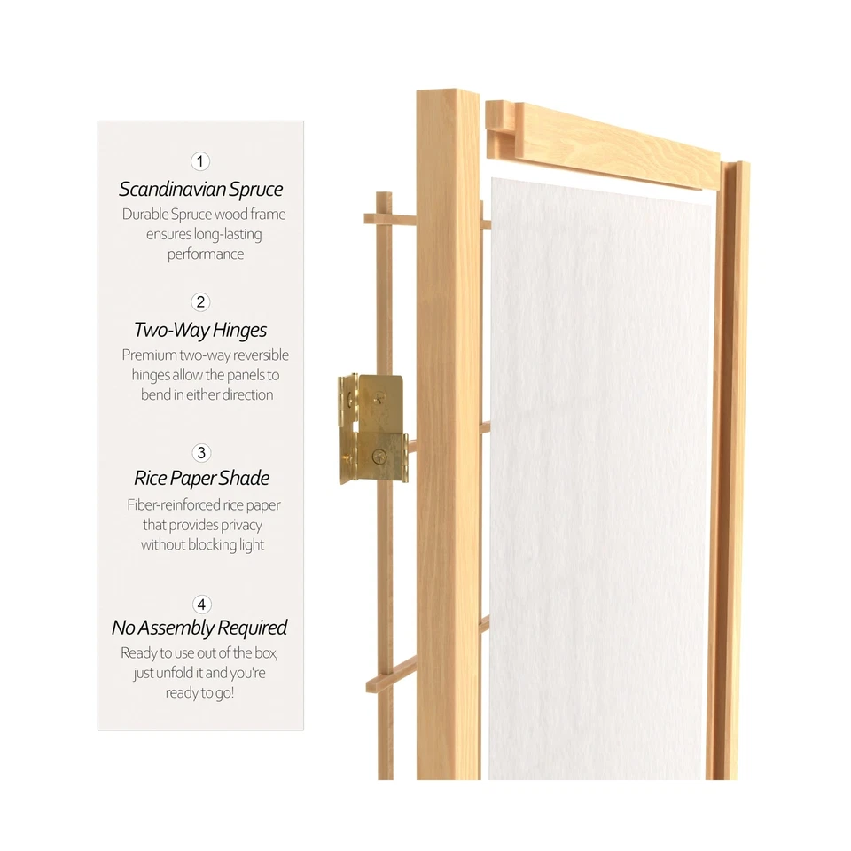 Linterna roja 7 pies Pantalla Shoji Panel Ventana Alta-Natural-4 Paneles Divisor de Habitación Foto 4 de 4