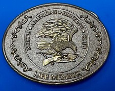 Vintage North American Hunting Club Life Member Belt Buckle - Perfect Gift 