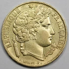 France 1851 A 20 Francs 6.45 Gram 90% Gold Coin AU KM# 762 Liberty Almost UNC