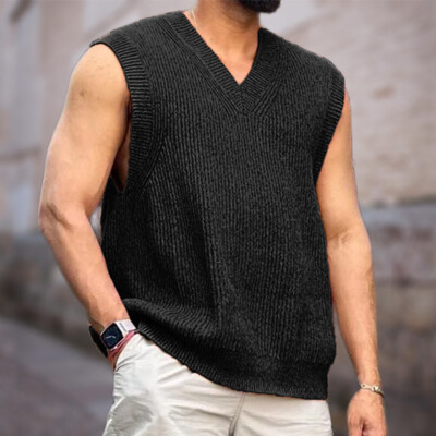 Sweater Vest Men's V Neck Sweater No Undershirt Sleeveless
