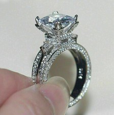 4Ct Radiant Cut Moissanite Solitaire Engagement Ring 925 Sterling Silver