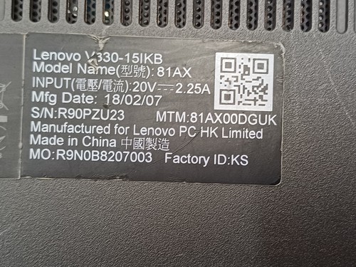 15.6INCH LENOVO V330-151KB CORE I3 7TH GEN 4GB 128GB SSD WIN 11 PRO - Picture 11 of 13