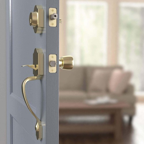 Amazon Basics Handleset with Tulip Knob - Single Cylinder - Polished Brass - Picture 4 of 4
