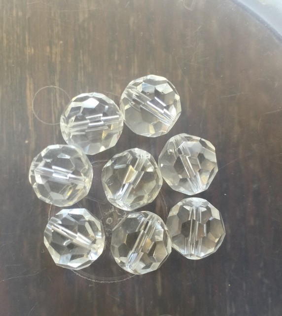 Vintage Austrian Lead Crystal Chunky Clear Multi Faced Round Roundish